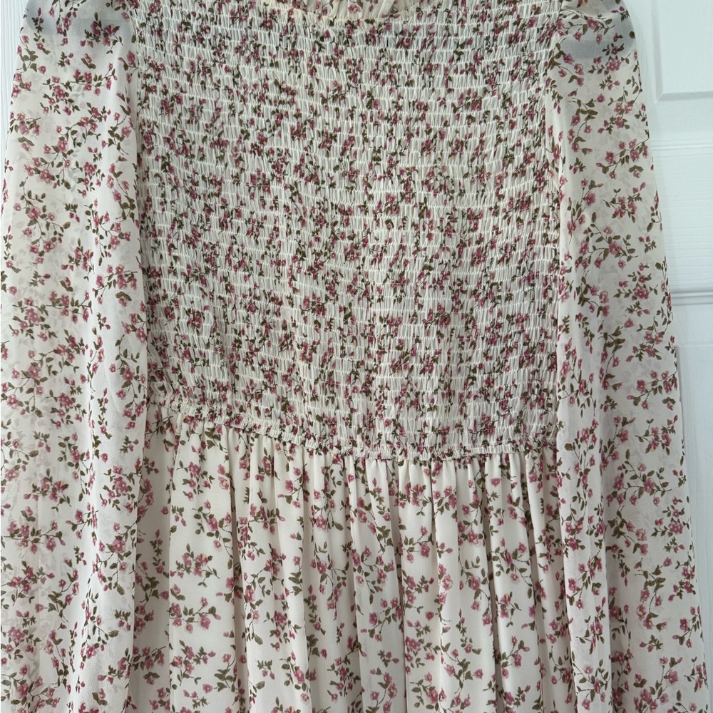 Petal & Pup Cream Maxi Dress with Red Floral Print - Picture 2 of 3